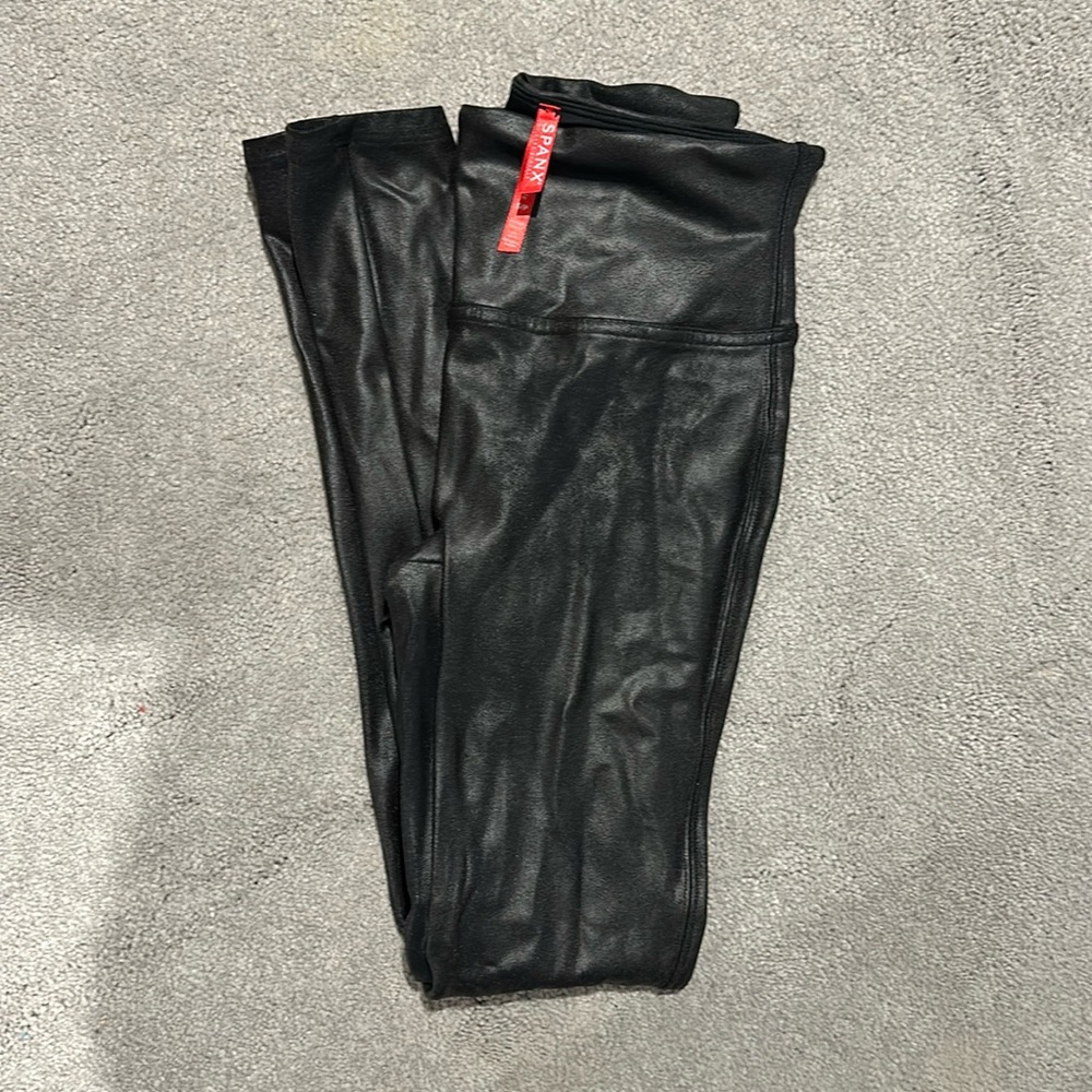 Spanx Faux Leather Leggings Black Pants Small